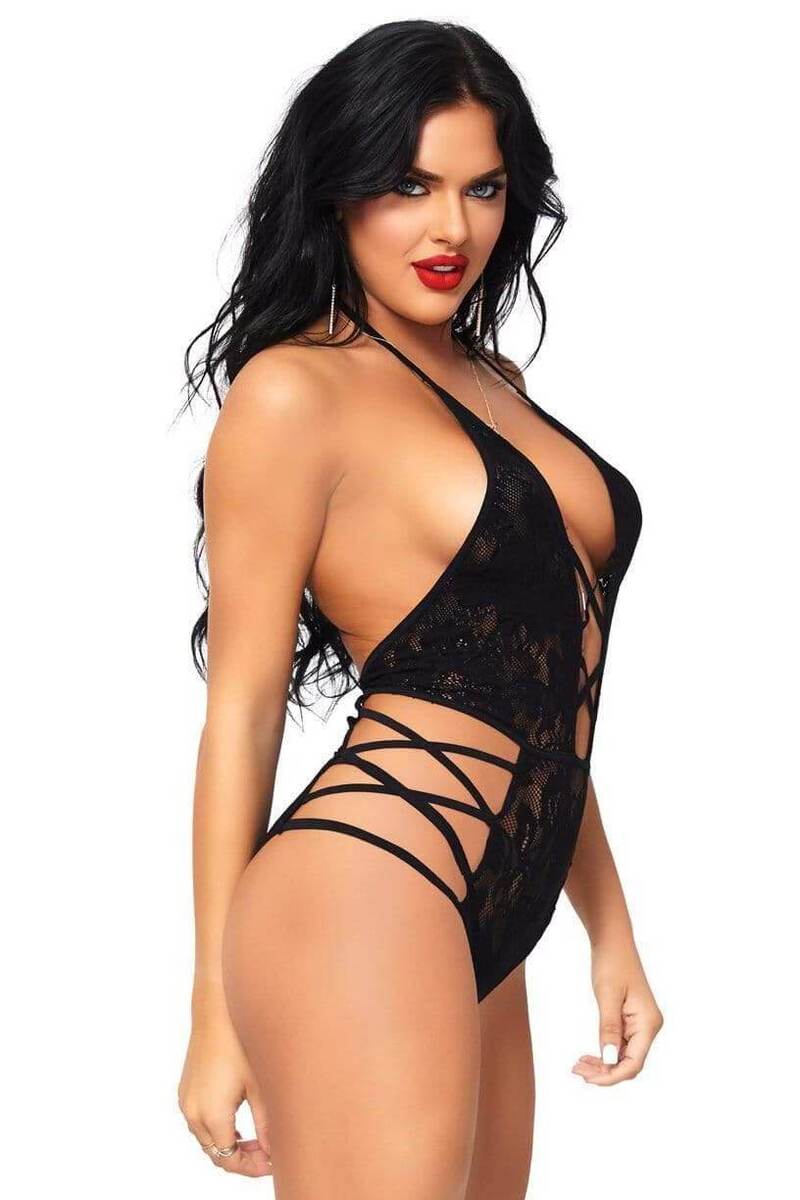 Strappy Lace Halter Teddy