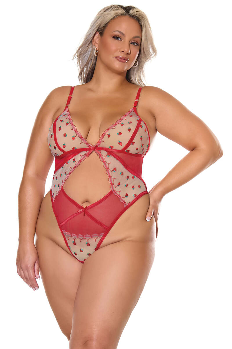 Berry Sweet Teddy Plus Size Red Front