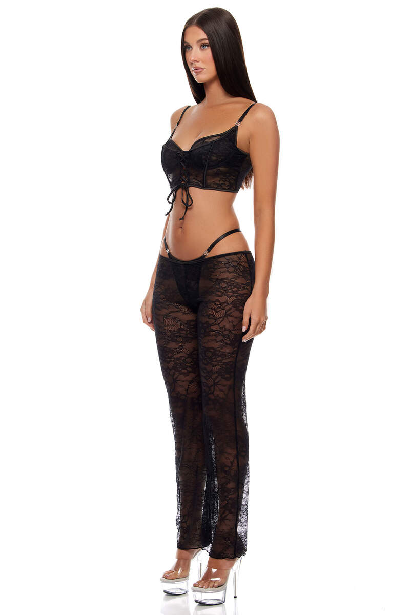 Layer of Seduction Layered Bra & Pant Set Black Side