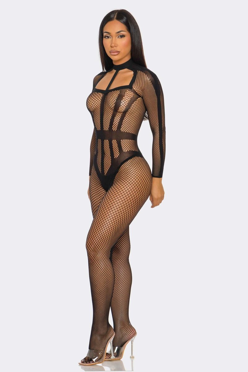 Hold On Tight Bodystocking Black Side