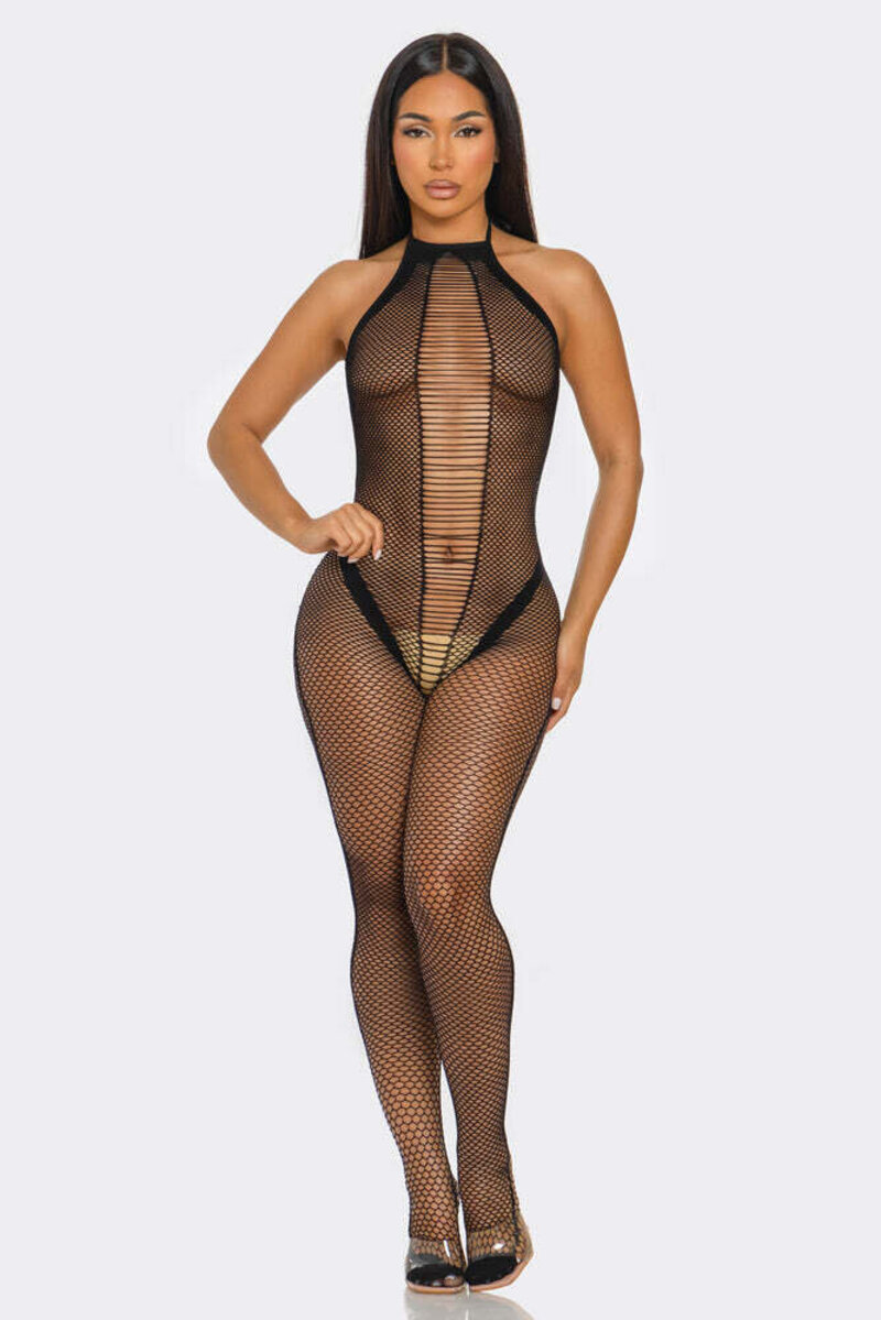 Close To Me Bodystocking Black Front Posing