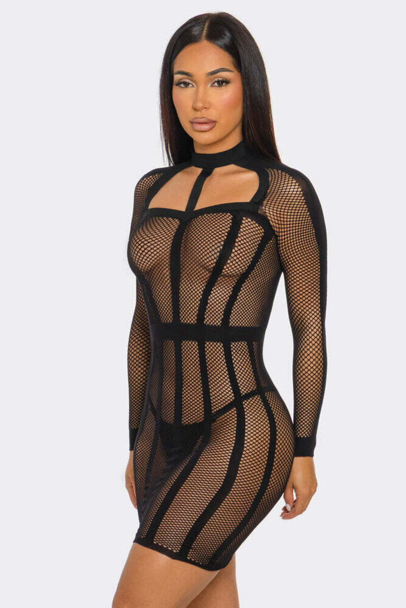 Between the Lines Dress Black Side