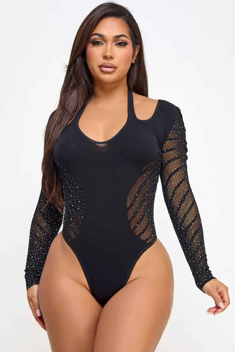 Elody Bodysuit Black Front Closeup