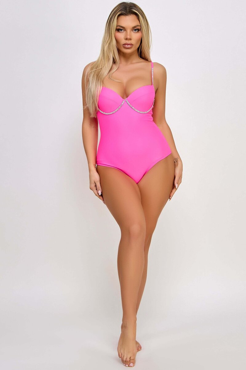 Marion Swimsuit Hot Pink Front
