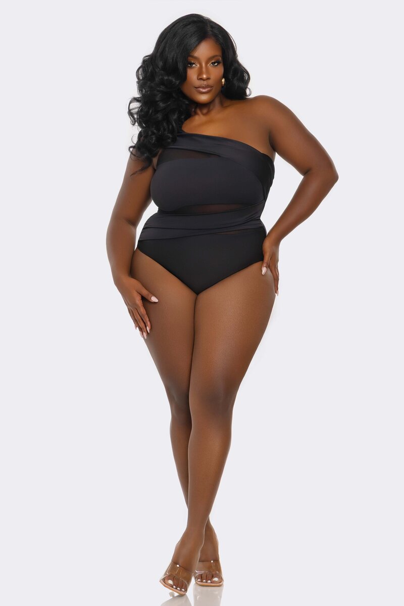 Jaqueline Swimsuit Plus Size Black Black Front