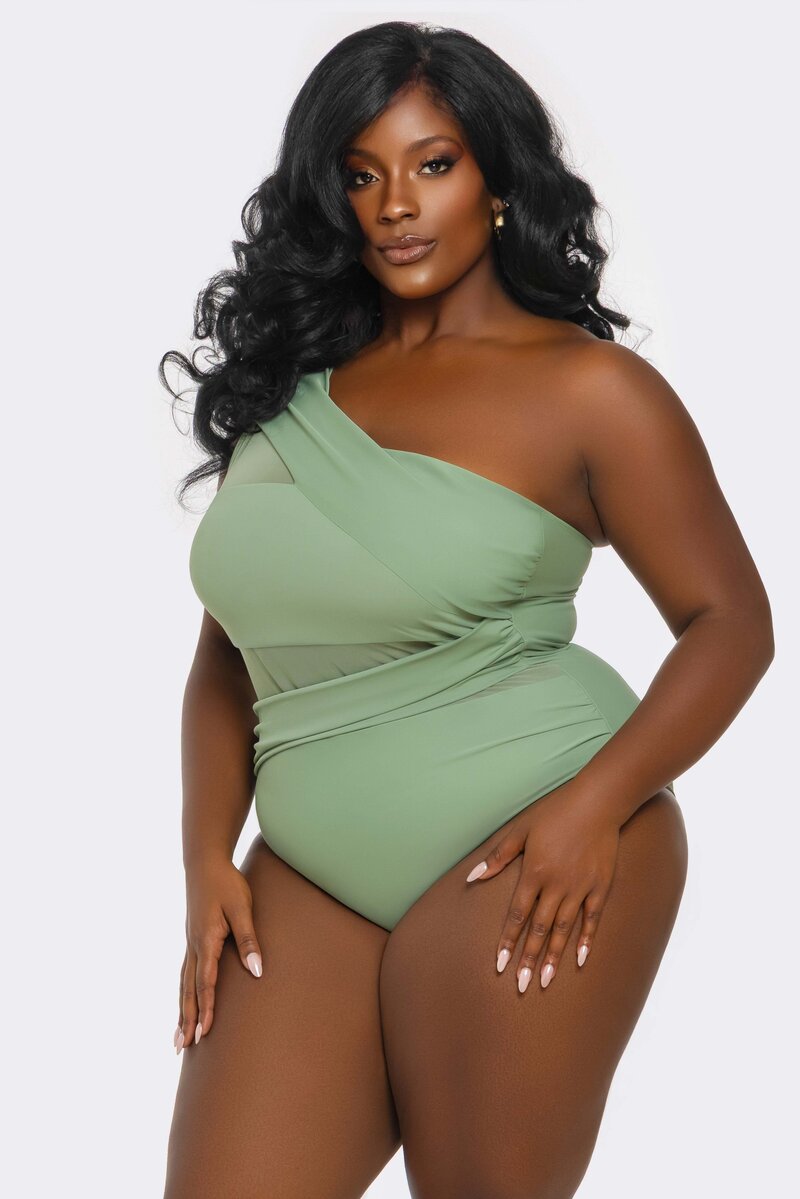 Jaqueline Swimsuit Plus Size Green Side