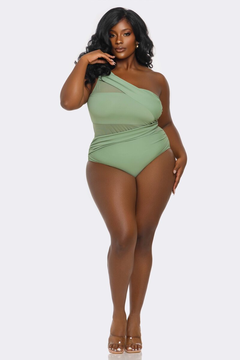 Jaqueline Swimsuit Plus Size Green Front