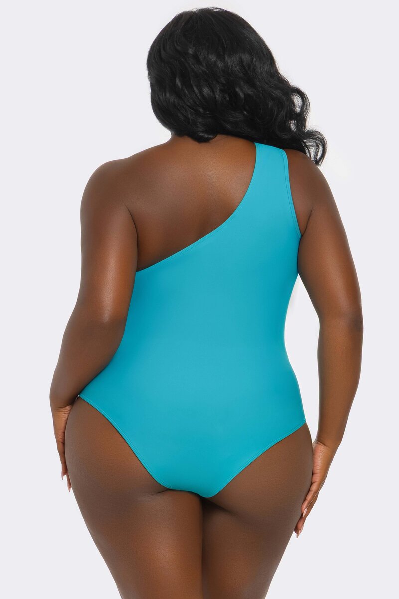 Jaqueline Swimsuit Teal Plus Size Back
