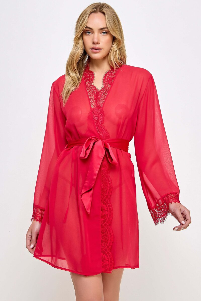 Vivian Robe Red Front Closeup