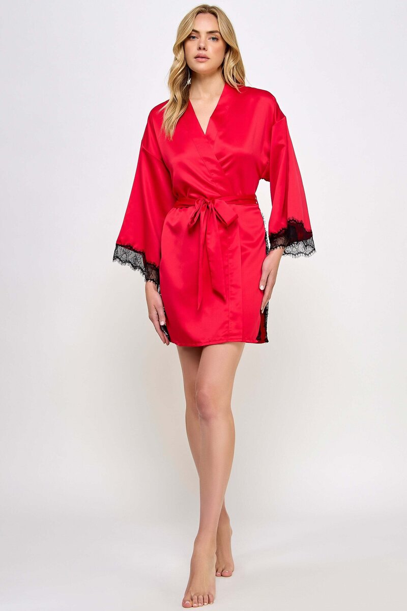 Isadora Robe Red Black Front