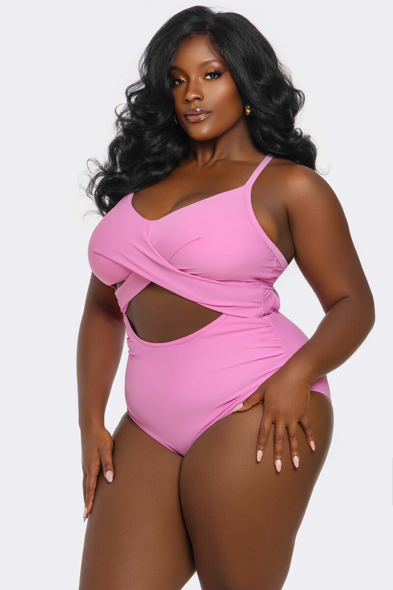 Marilyn Swimsuit Hot Pink Plus Size Side