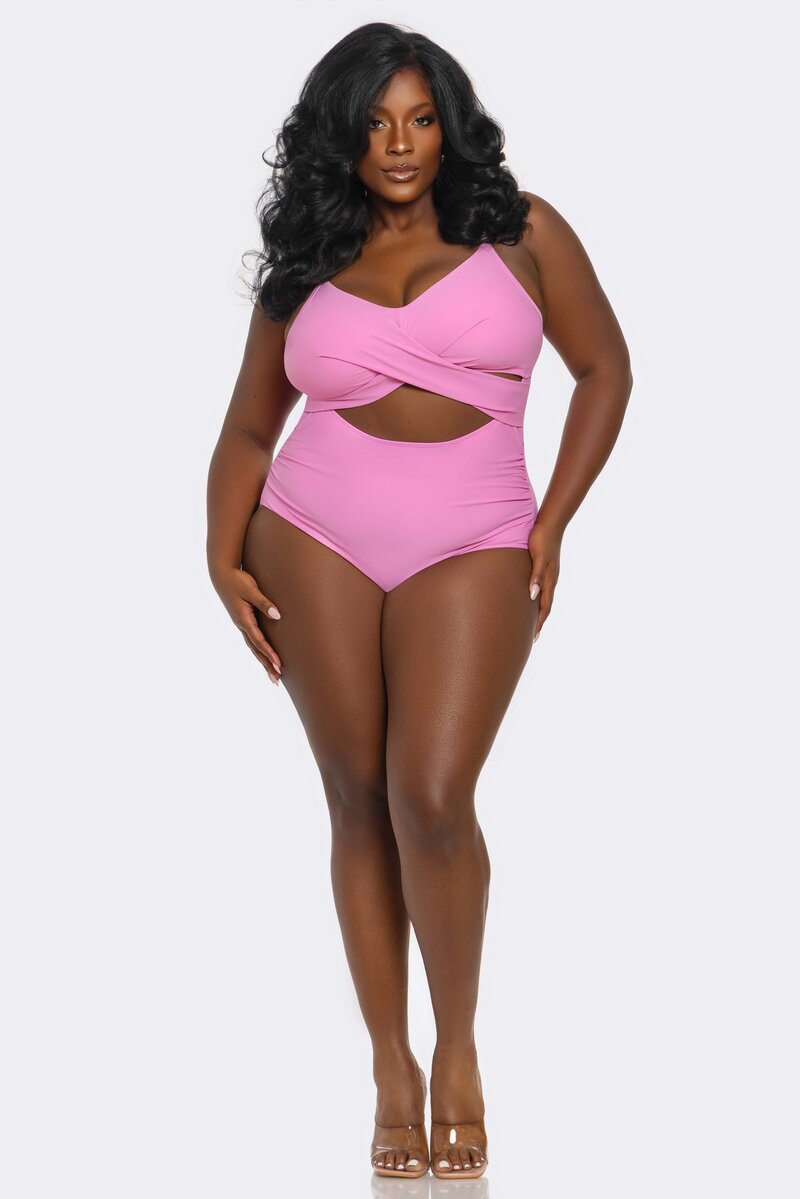 Marilyn Swimsuit Hot Pink Plus Size Front