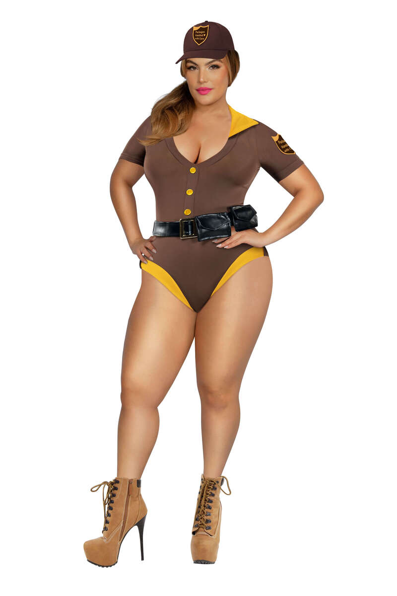 Plus Size Package Handler Costume Brown Front
