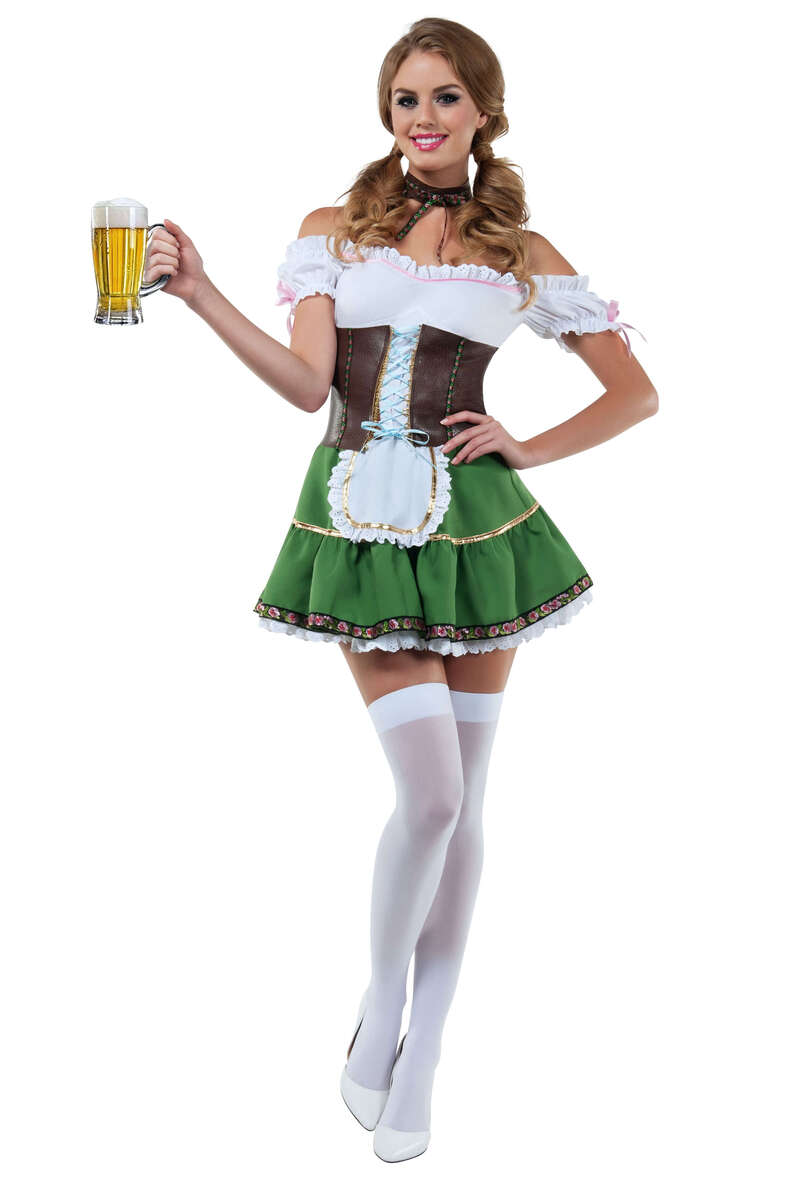 Beautiful Beer Girl Costume Green Front