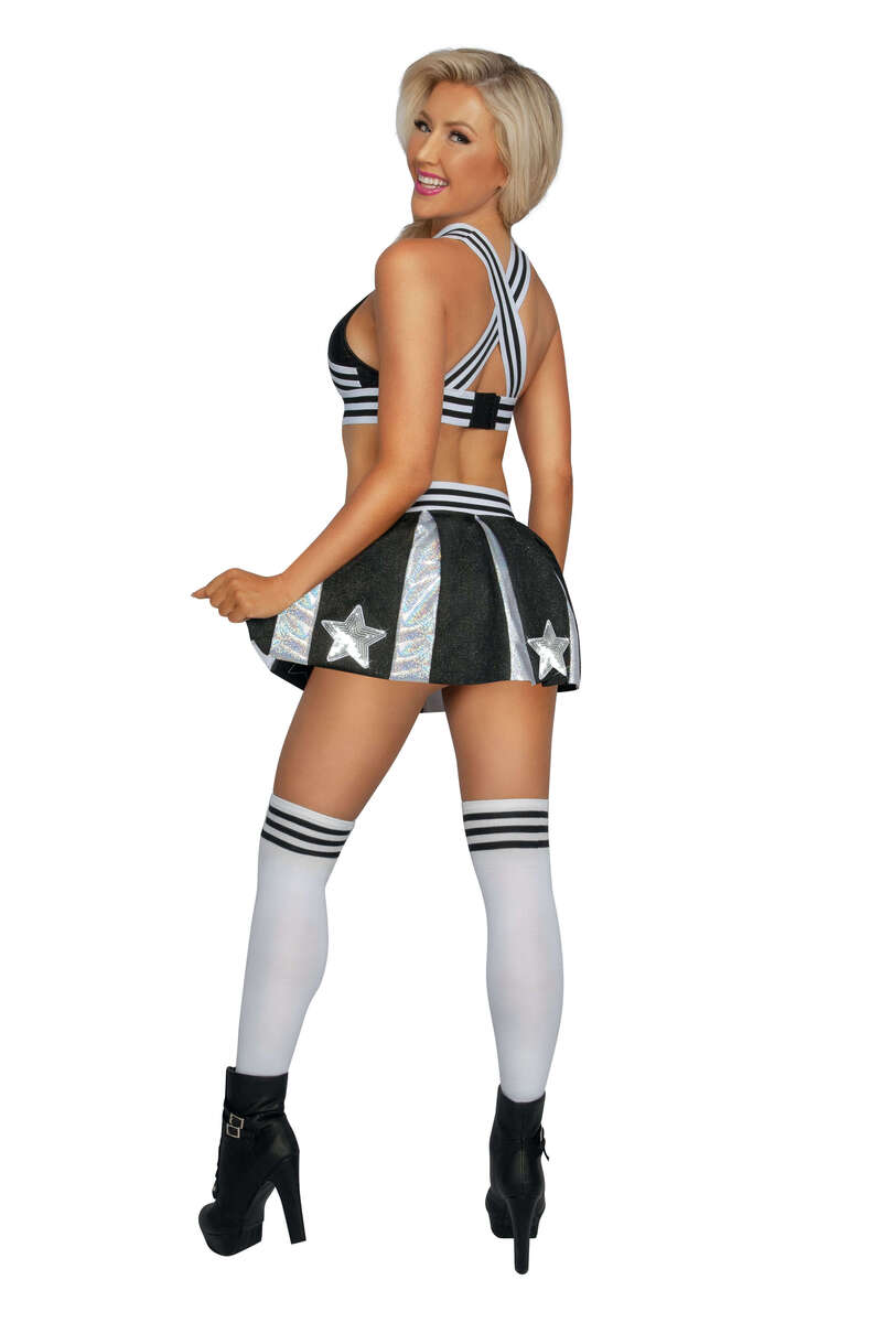 Allstar Cheerleader Costume Black Silver Back