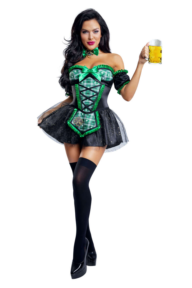 Lucky Beer Girl Costume Black Front