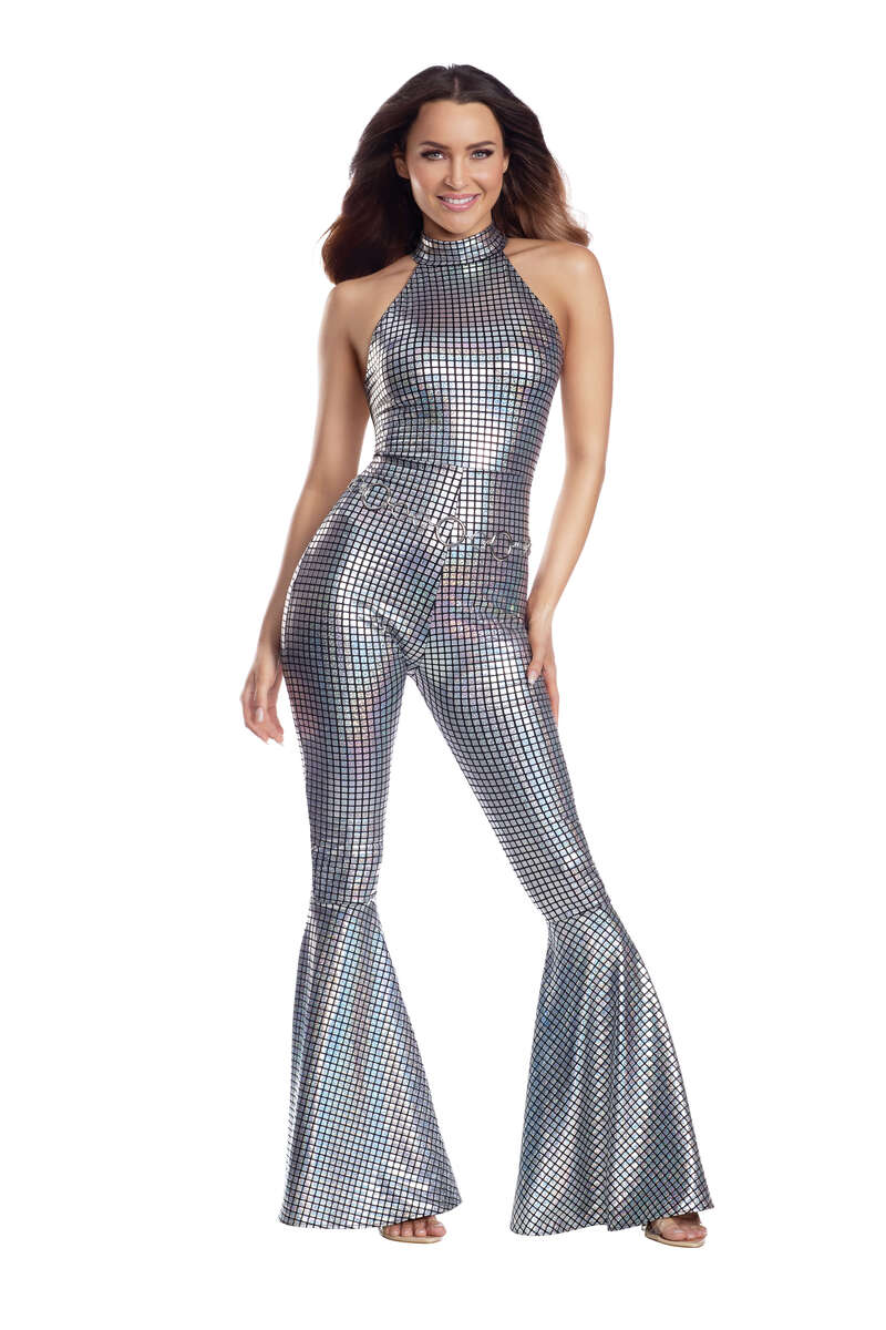 Disco Ball Halter Jumpsuit Front
