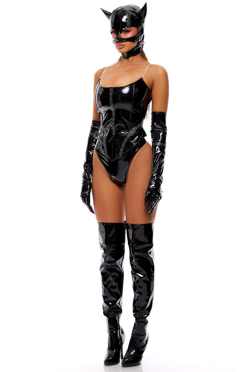 Feral Femme Cat Villain Costume Black Side