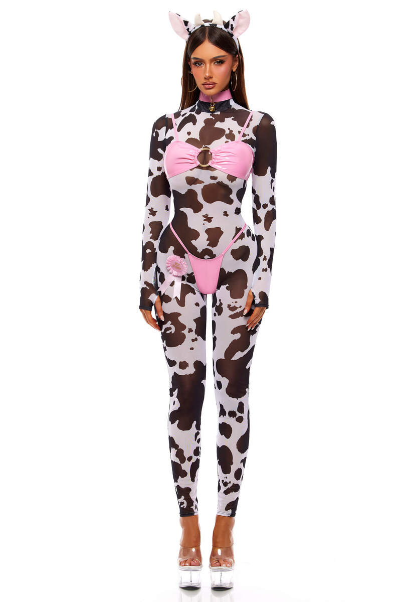 Moo’d Swings Cow Costume Set Black White Front