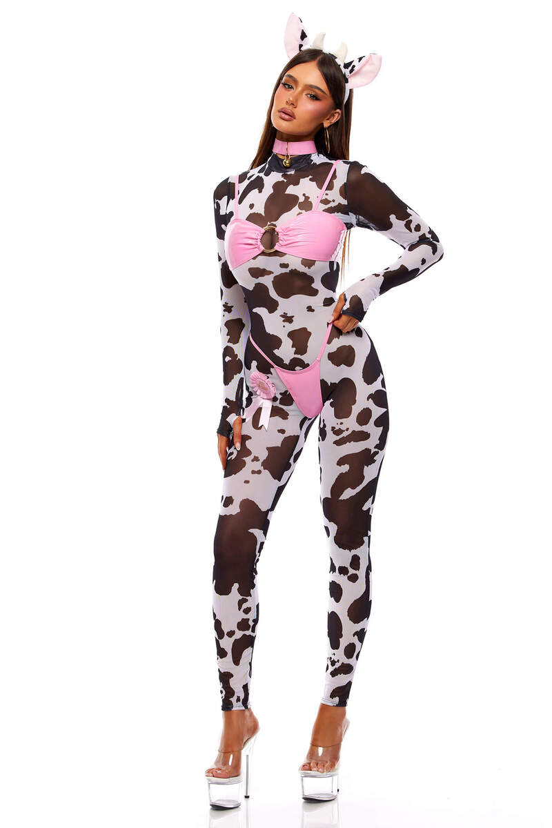 Moo’d Swings Cow Costume Set Black White Front Side