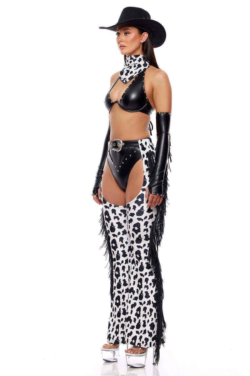 Saddle Up Cowgirl Costume Set Black White Side