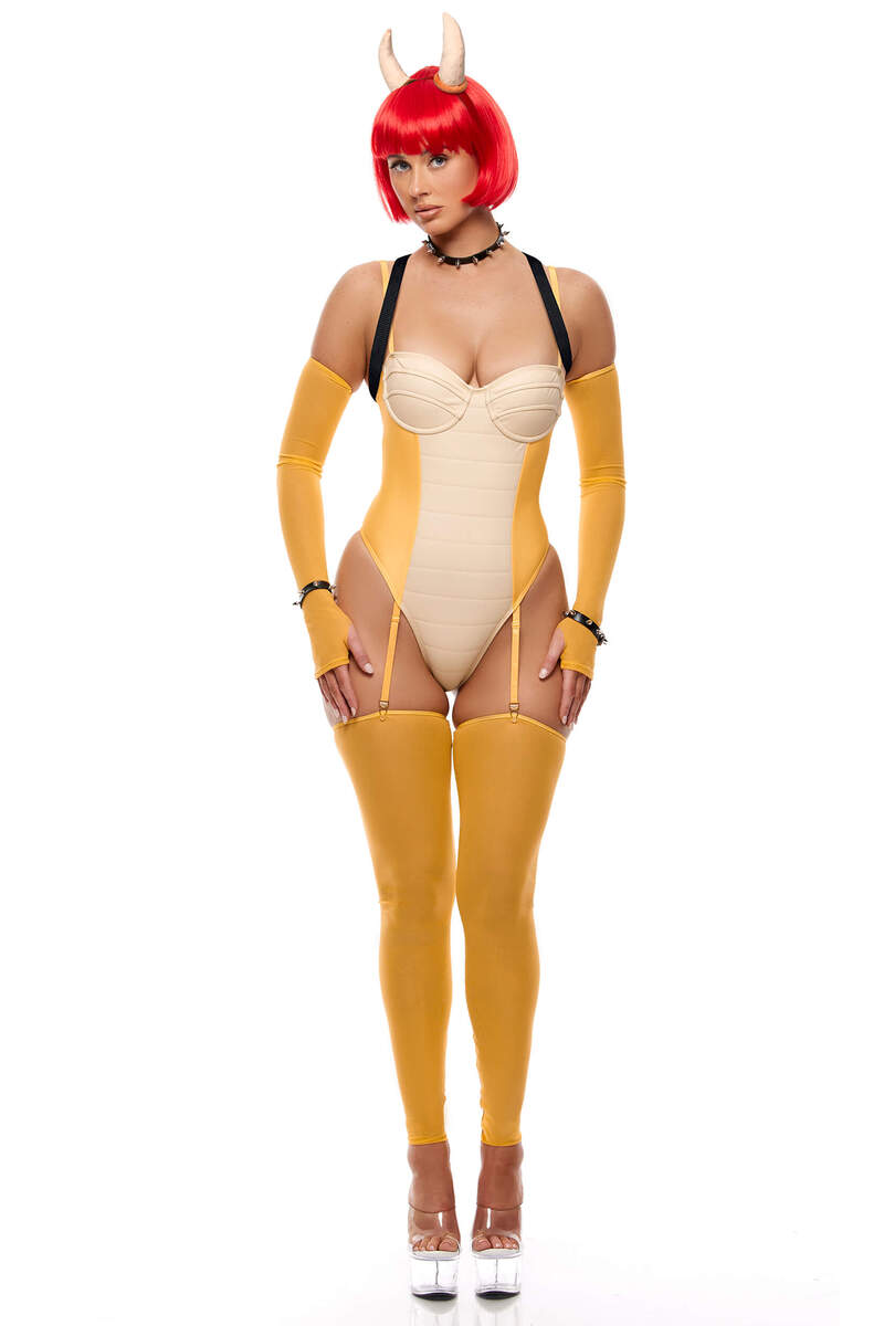 Breathing Fire Video Game Character Costume Set Yellow Front