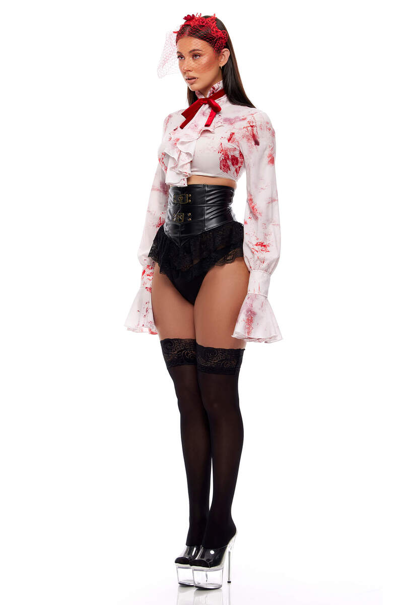 Immortal Heart Vampire Costume Set Black White Side