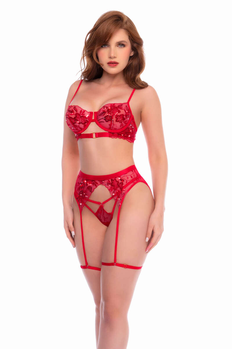 Scarlet Shimmer Three-Piece Set Scarlet Red Front
