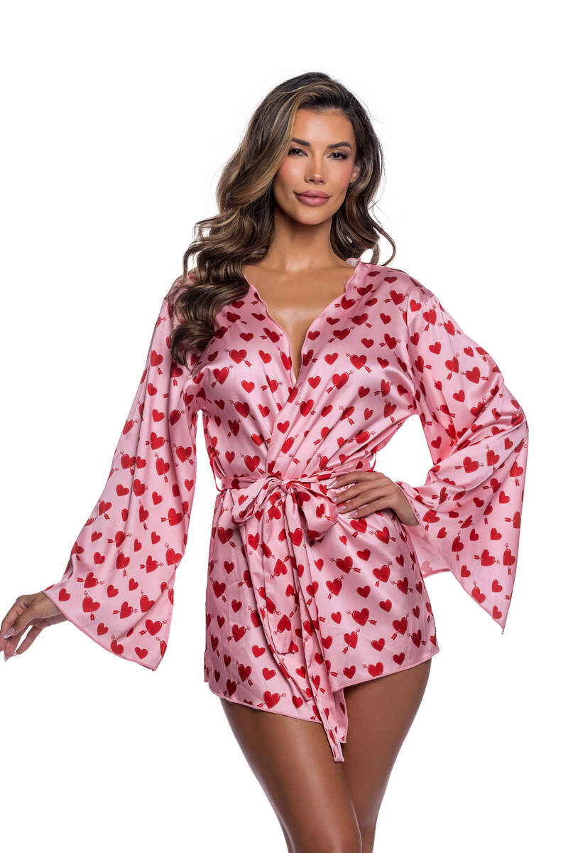 Cupid Heart Robe Pink Red Front