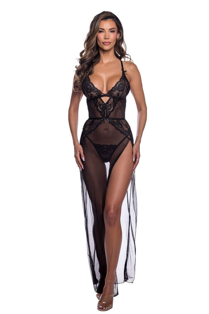 Sheer Desire Long Slip Black Front