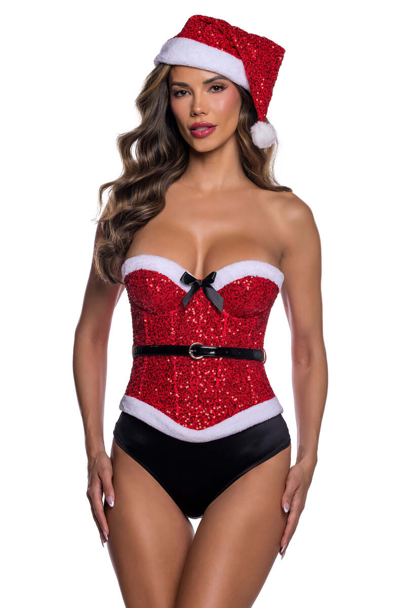 Santa Baby Corset & Hat Set Red Front