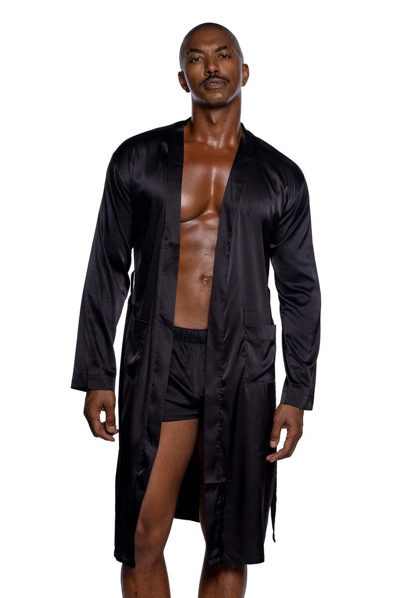 Men's Essential Robe Black Front