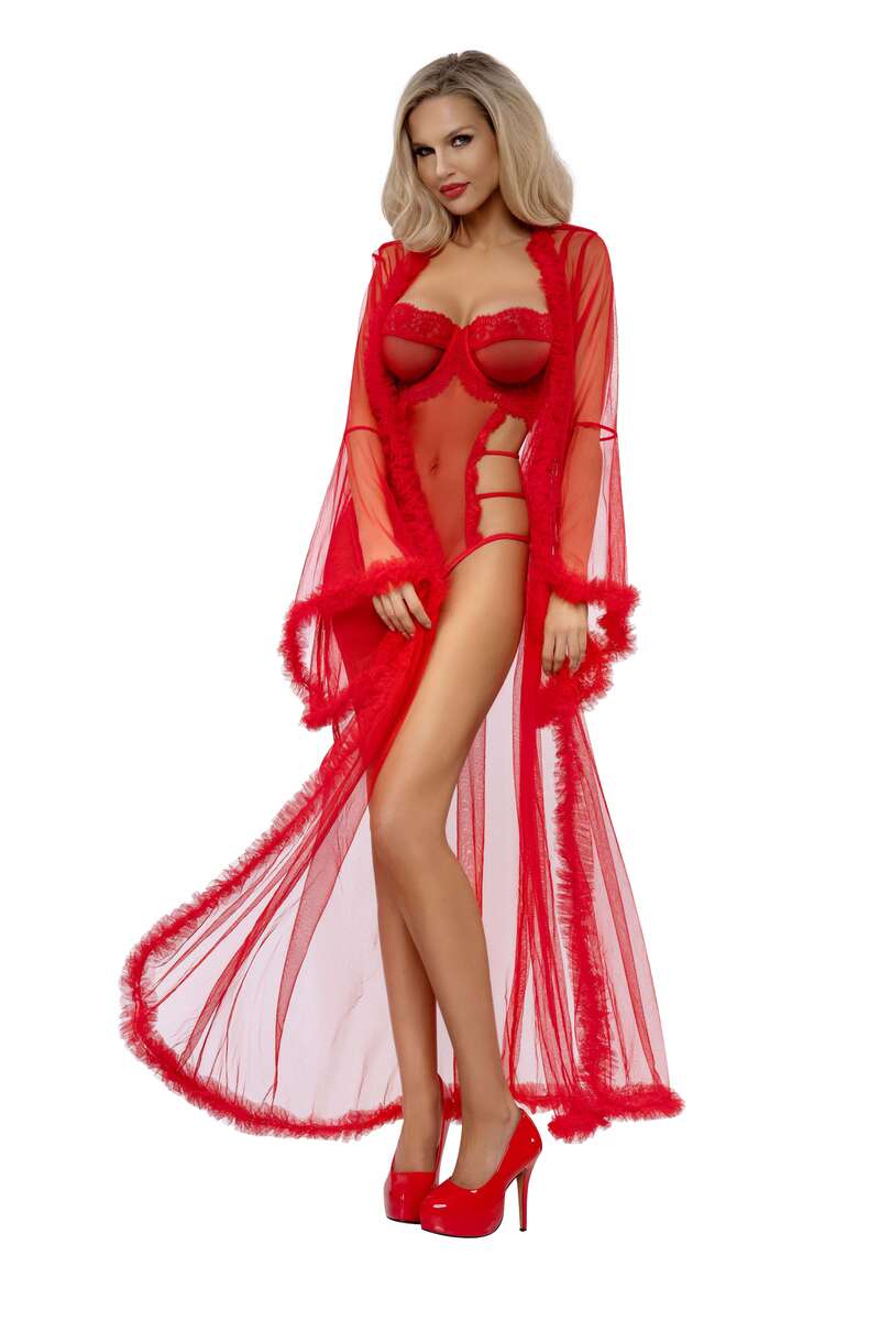 Scarlet Strap Teddy Red Front with Boudoir Robe