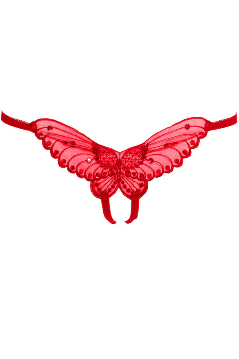 Butterfly Crotchless Panty Red