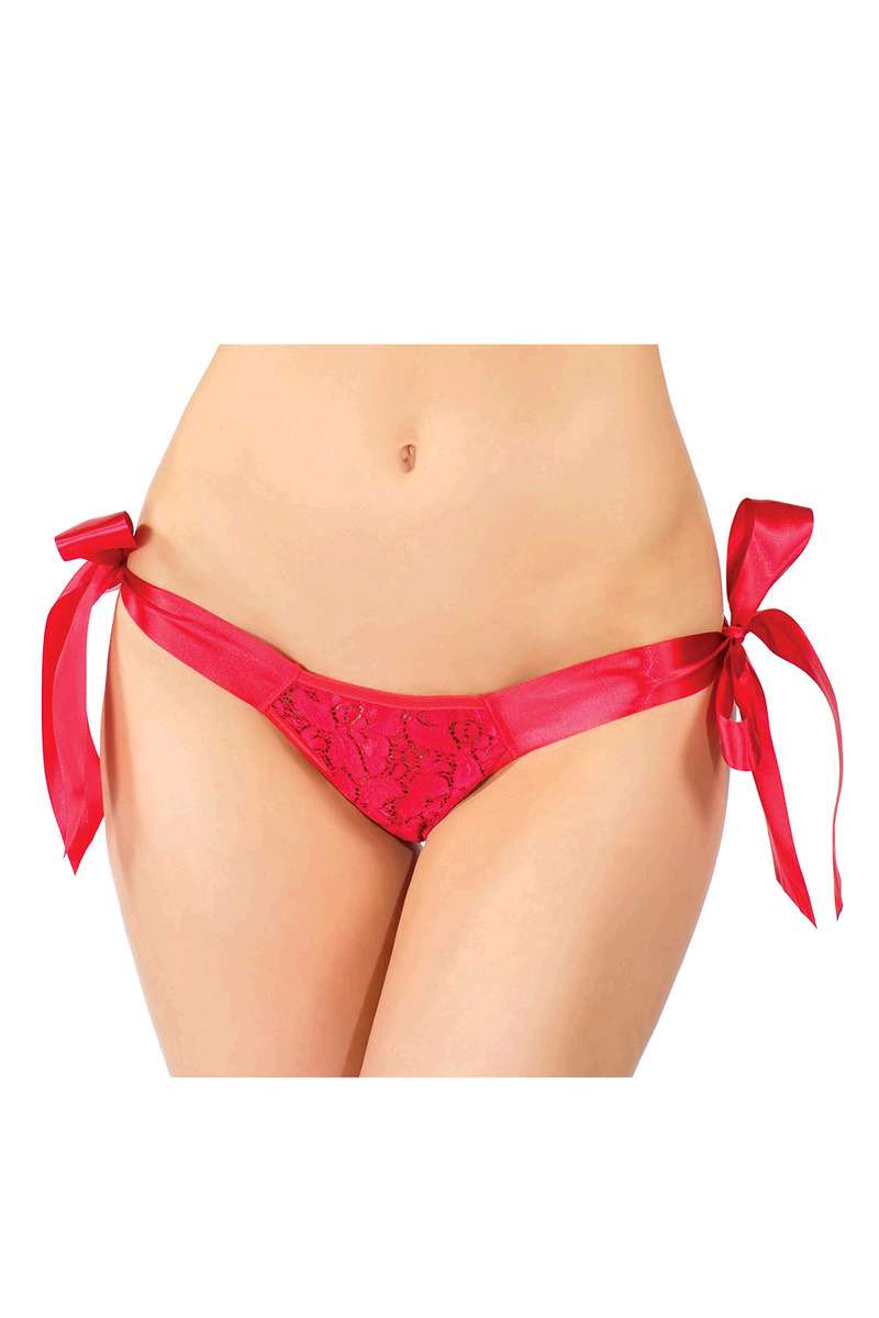 Ribbon Tie Side Crotchless Panty