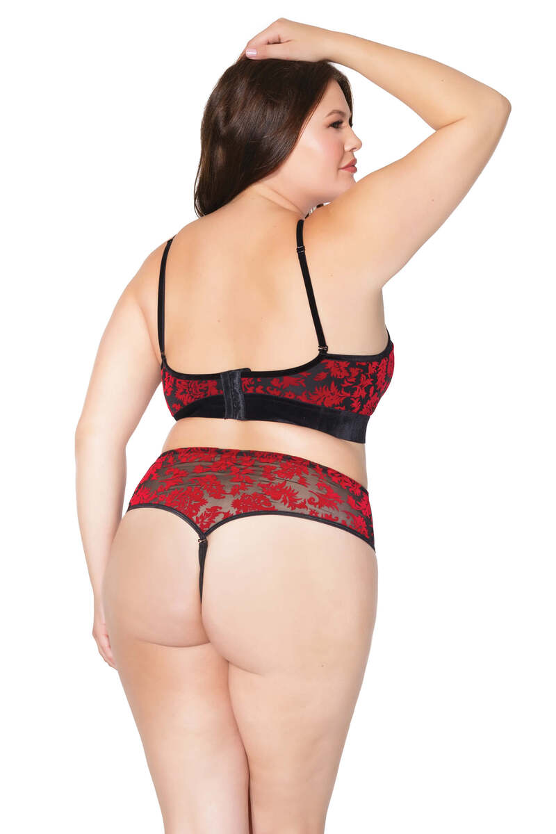 Plus Size Damask Halter Neck Teddy