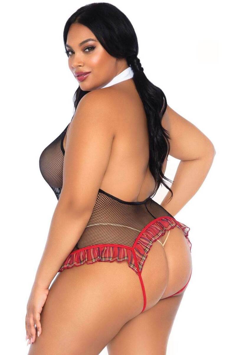 Plus Size School Girl Ruffle Trim Teddy