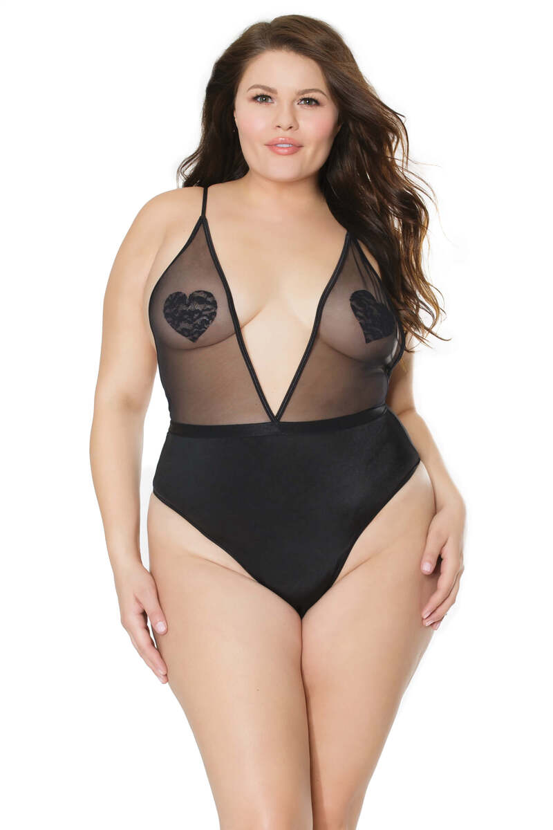 Plus Size Dark Desires Crotchless Teddy