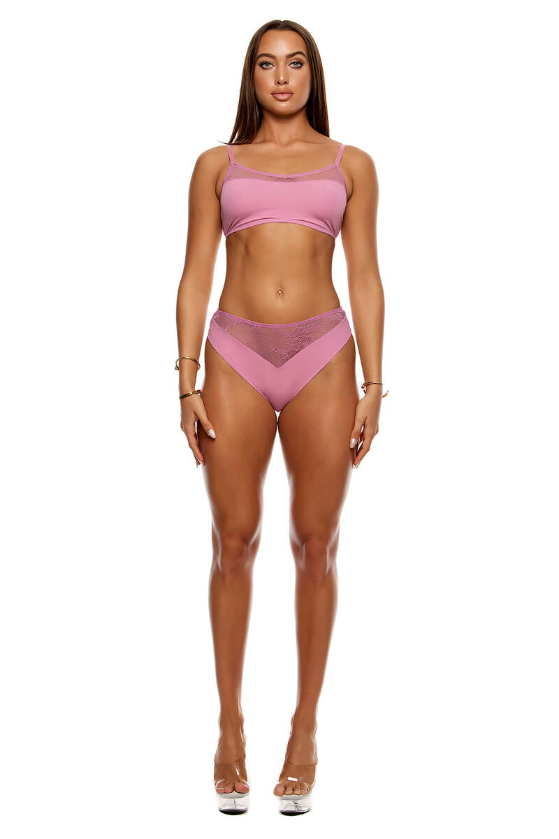 Take It Easy Lingerie Set Mauve Front