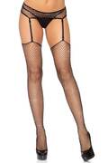 Rhinestone Fishnet Stockings & Garter Belt