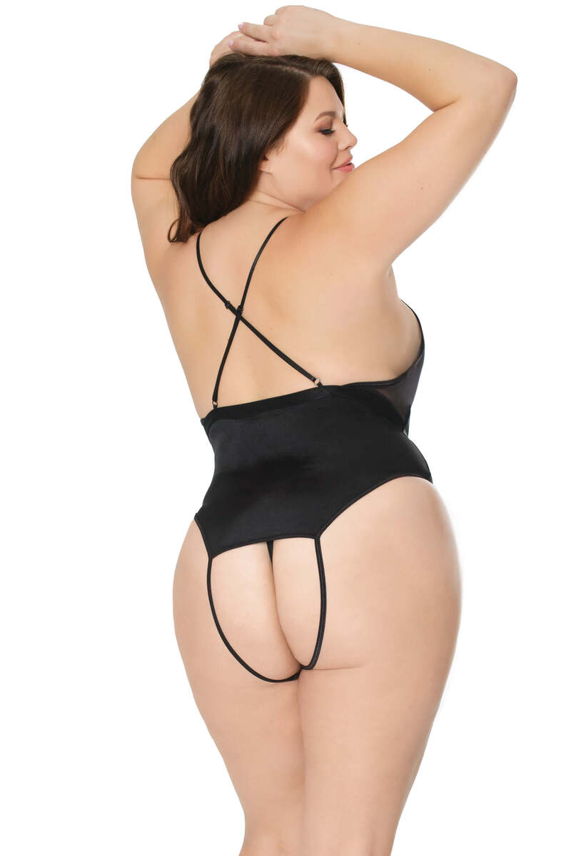 Plus Size Dark Desires Crotchless Teddy