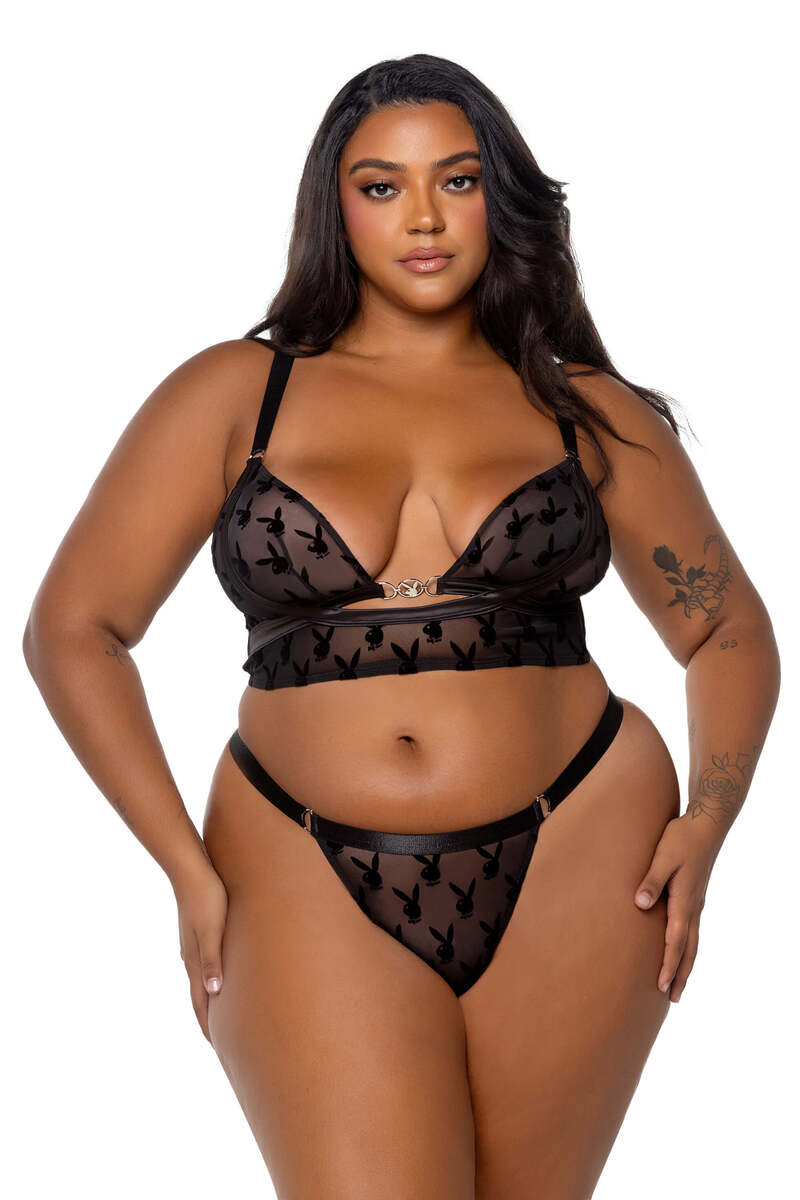 Plus Size Playboy Bunny Charm Bralette & Panty Set