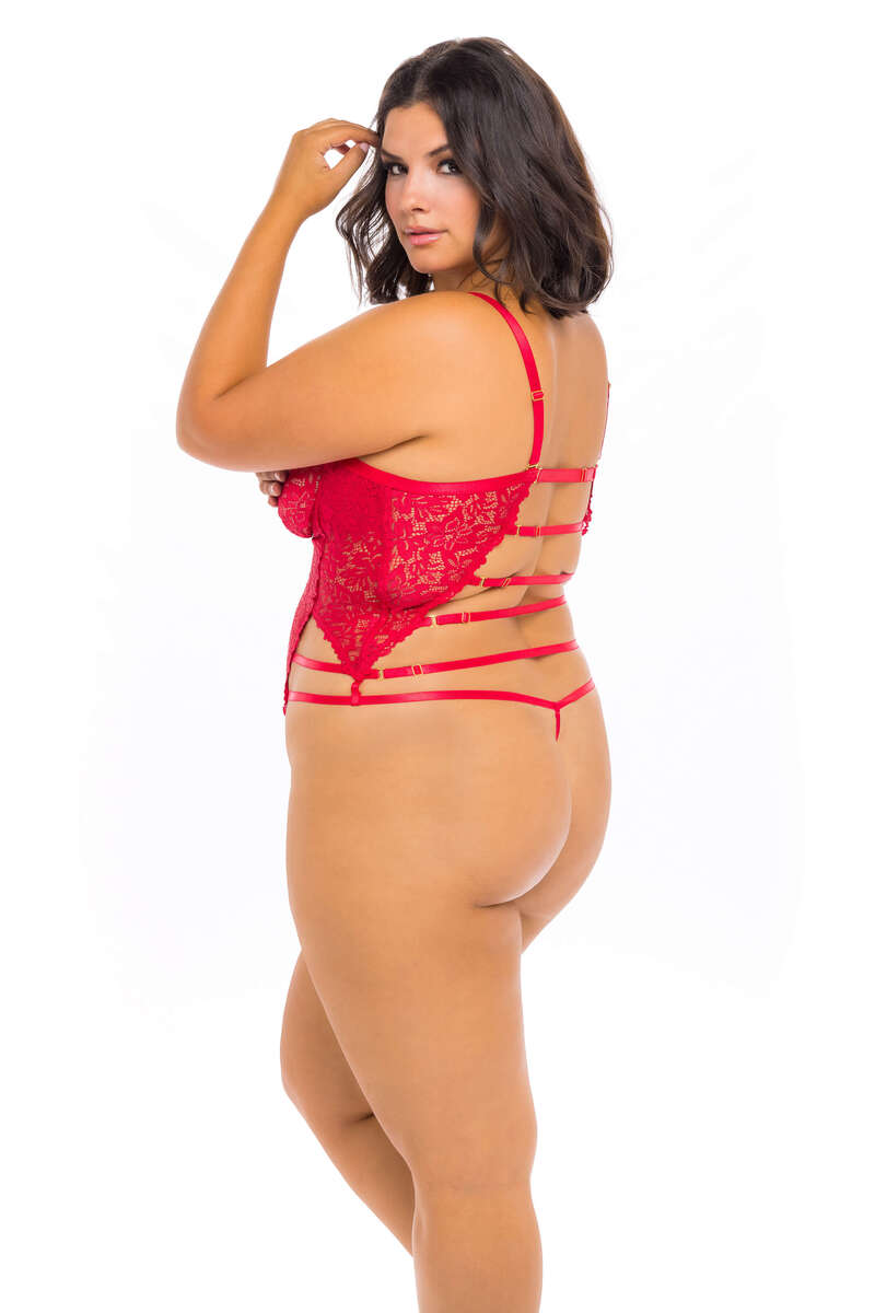 Plus Size Blake Open Cup G-String Teddy