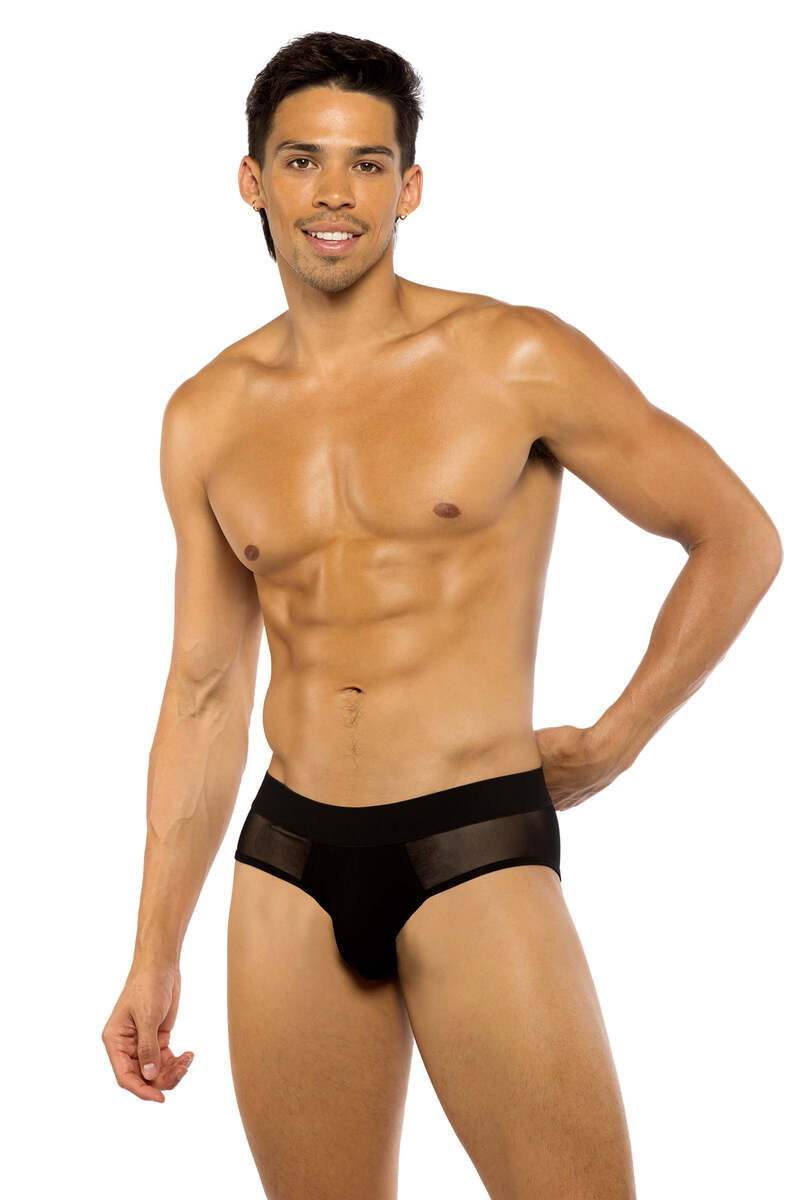 Sheer Peek-a-Boo Briefs Black Front