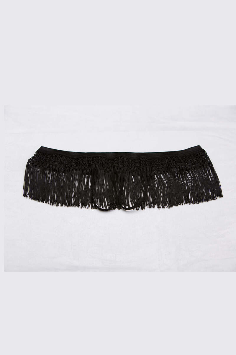 Crochet Wasitband & Frisky Fringe Crotchless Panty