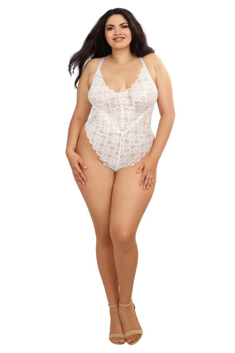 Plus Size Mosaic Stretch Lace Teddy Plus Size Mosaic Stretch Lace Teddy