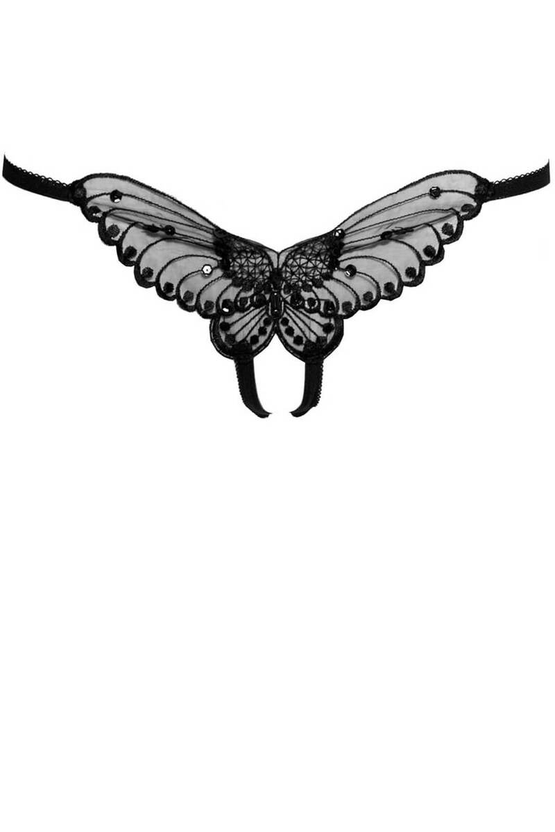 Plus Size Butterfly Crotchless Panty