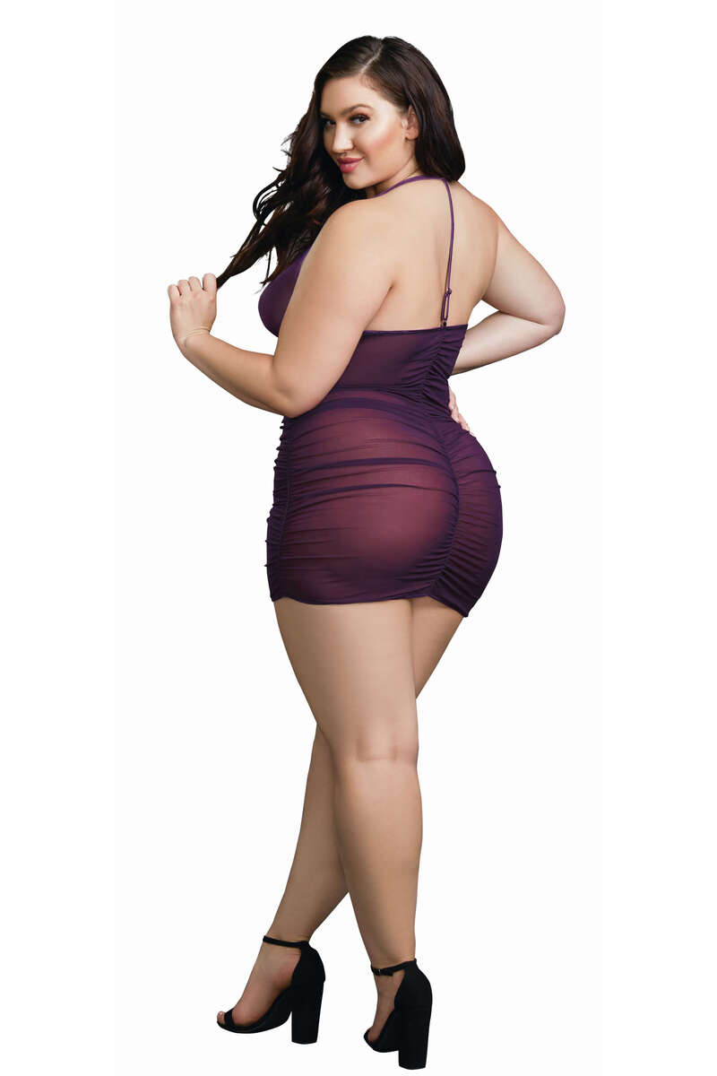 Plum Shirred Plus Size Chemise
