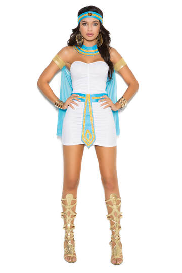 Queen Of The Nile Costume White Turquoise Back