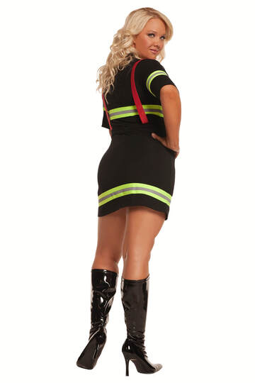 Plus Size Ms. Blazin' Hot Firefighter Costume Black Back